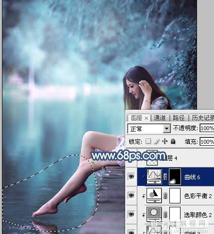 Photoshop调制出魔幻的青蓝色水景人物图片39