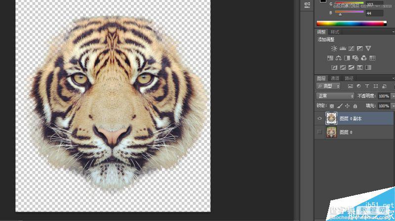 Photoshop将老虎头像和人脸完美融合在一起的效果图25