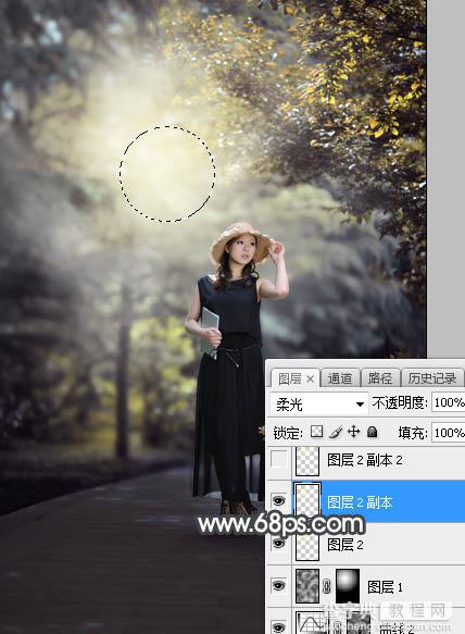 Photoshop将树林人物图片调制出梦幻的秋季黄褐色25