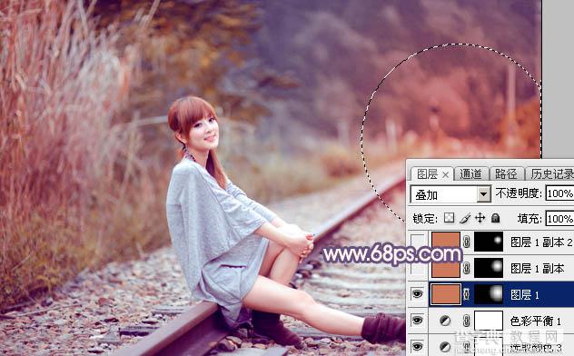 Photoshop为外景人物图片打造唯美的秋季紫红色28