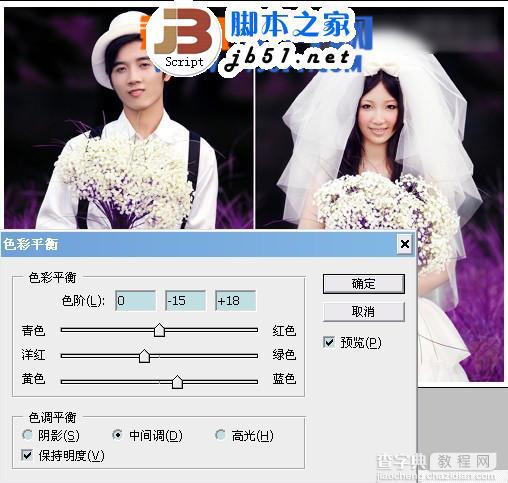 PS调色教程：Photoshop调出紫色浪漫婚纱照4