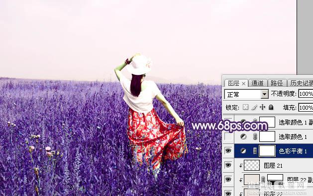 Photoshop调制出魔幻的蓝紫色草原人物图片14
