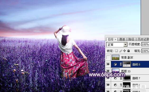 Photoshop调制出魔幻的蓝紫色草原人物图片51