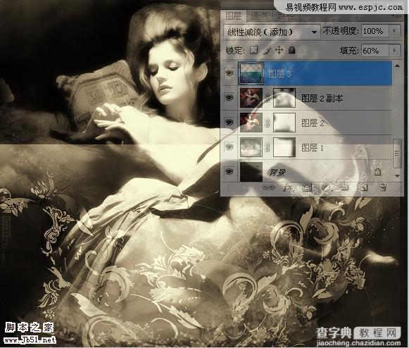 photoshop 多图合成柔美的古典美女效果12