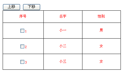 jquery实现列表上下移动功能1