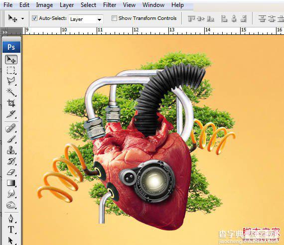 Photoshop合成创意抽象的机械人心脏效果图45