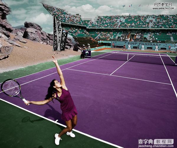 Photoshop合成户外体育馆羽毛球比赛图片8