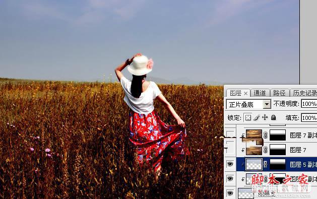 Photoshop为草原人物图片打造偏灰的秋季黄褐色22