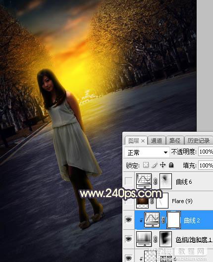 Photoshop调制出暗黄色逆光水泥路面上人物图片33