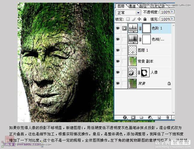 photoshop将人像合成到古树里面的教程8