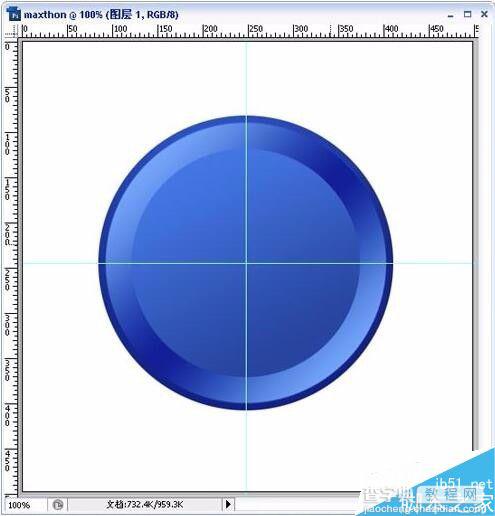 PS绘制漂亮的蓝色圆形水晶按钮4