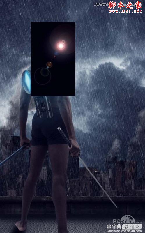 Photoshop合成制作雨夜杀戮的超智能机器人战士108