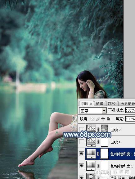 Photoshop调制出魔幻的青蓝色水景人物图片10