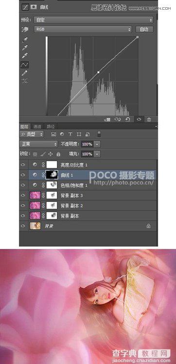 Photoshop后期合成唯美的花朵人像效果图9