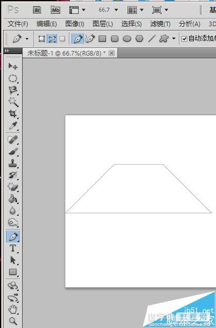 ps中怎么用钢笔工具绘制等腰梯形?6