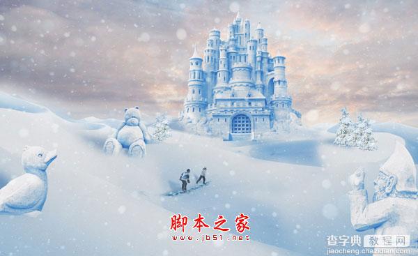 photoshop合成制作漂亮的雪景卡通乐园1