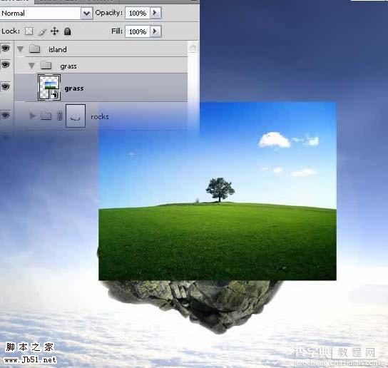 photoshop 经典合成梦幻天空漂浮的小岛13