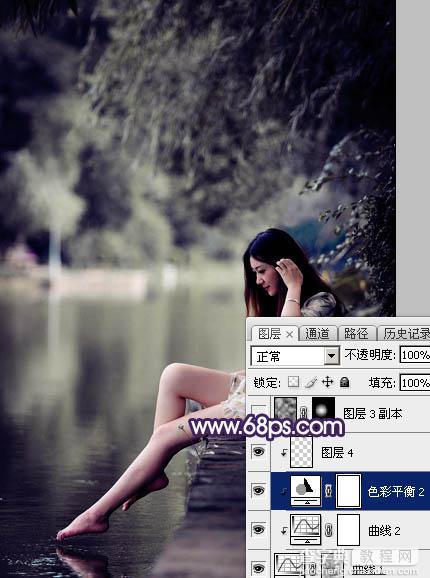 Photoshop将水景人物图片打造出唯美的中性冷褐色18