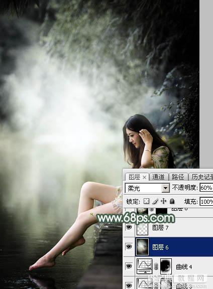 Photoshop为水景人物图片打造出古典中性暗绿色效果43