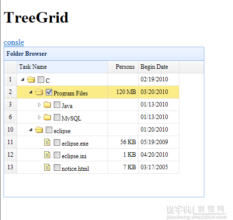 Jquery EasyUI实现treegrid上显示checkbox并取选定值的方法1