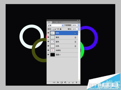 ps怎么绘制五色五环的标志?7