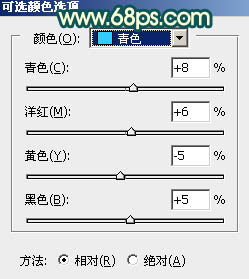 Photoshop调制出甜美的青红色围墙边的人物图片23