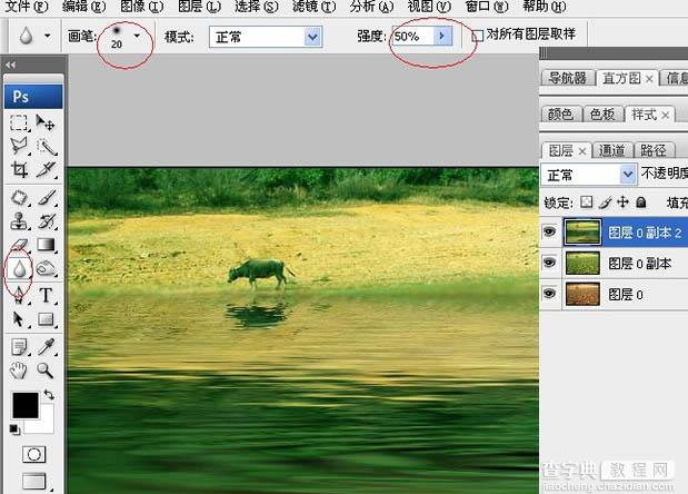 photoshop 合成一幅绿意盎然的江南烟雨诗意图5