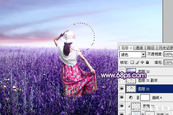 Photoshop调制出魔幻的蓝紫色草原人物图片45