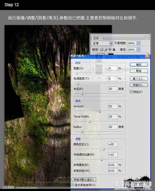 photoshop 合成长满青苔的石像15