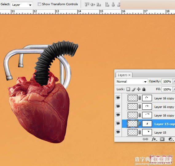 Photoshop合成创意抽象的机械人心脏效果图22