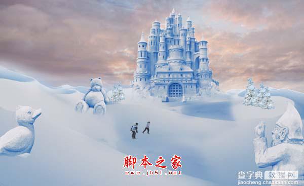 photoshop合成制作漂亮的雪景卡通乐园57