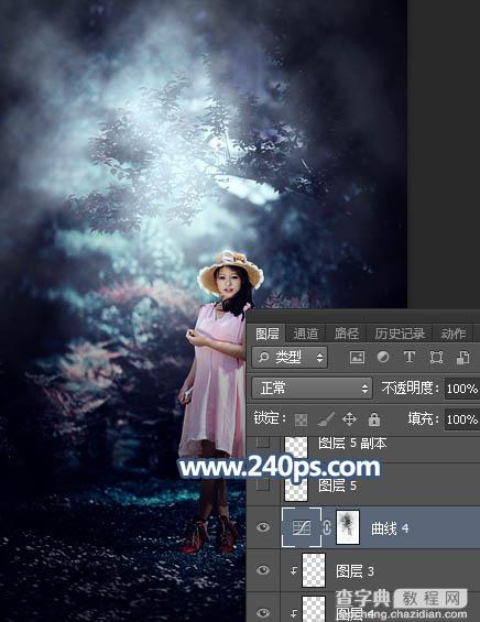 Photosho调制出暗调冷色调树林中人物图片35