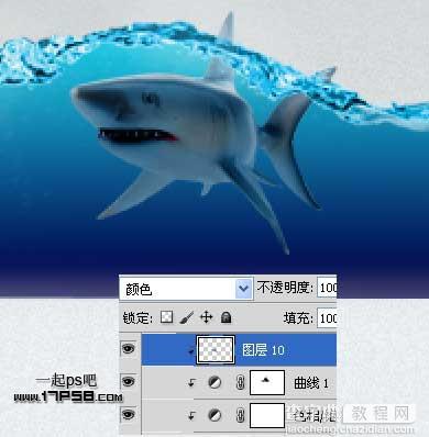 photoshop合成在瓶子里游泳的鲨鱼30