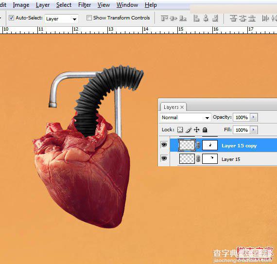 Photoshop合成创意抽象的机械人心脏效果图21