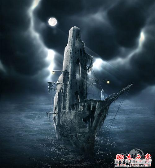Photoshop合成制作出在海上漂泊的幽灵鬼船65