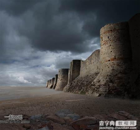 photoshop合成制作出神秘的暗夜光线沙漠中的城堡19