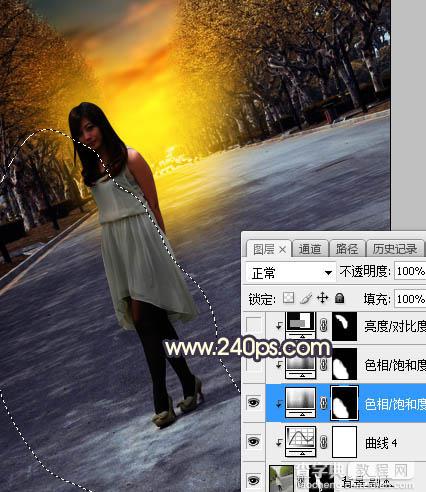 Photoshop调制出暗黄色逆光水泥路面上人物图片24