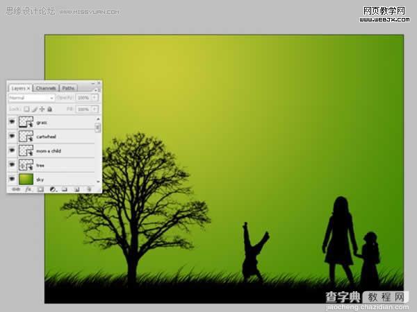 photoshop 多图合成晨曦中的温馨一家23