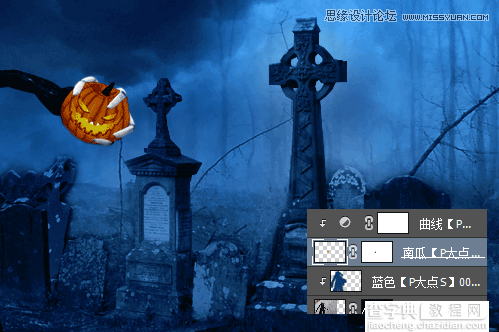 Photoshop合成幽暗气氛的恐怖万圣节海报教程16
