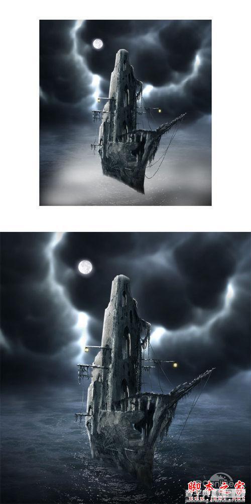 Photoshop合成制作出在海上漂泊的幽灵鬼船58