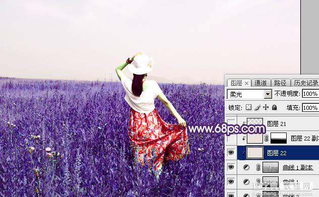 Photoshop调制出魔幻的蓝紫色草原人物图片10