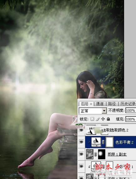 Photoshop利用滤镜打造唯美的古典暗绿色烟雾外景美女图片19