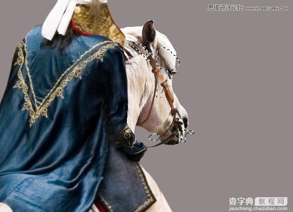 Photoshop合成骑着白马的骑士在山谷中瞭望远方47