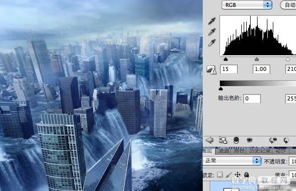 photoshop合成科幻的洪水蔓延的城市19