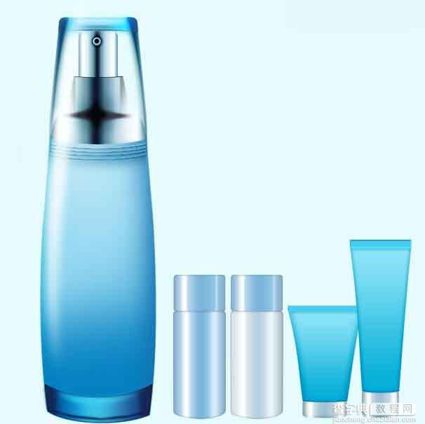 Photoshop绘制清新风格的蓝色化妆品包装瓶33
