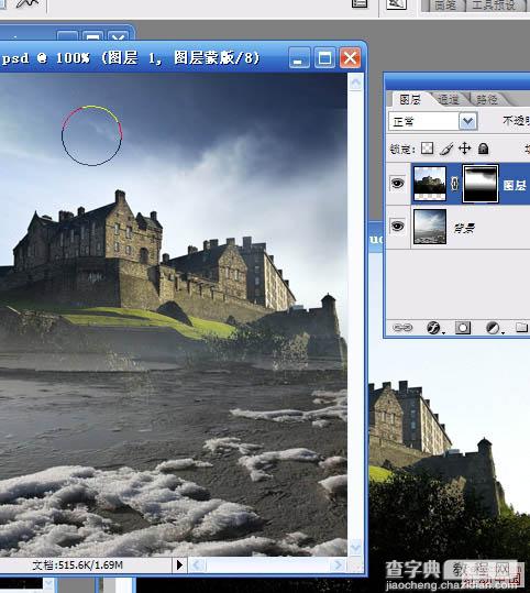 photoshop合成梦幻的青蓝色的城堡6