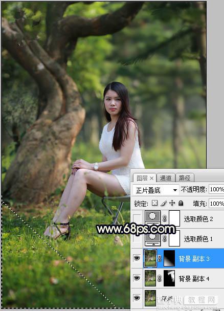 Photoshop调制出唯美的深秋暗黄色树林人物图片4