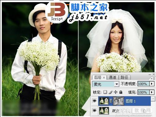 PS调色教程：Photoshop调出紫色浪漫婚纱照1