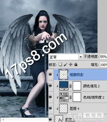 photoshop合成手握利剑的美女与怪兽雕像在一起的场景18