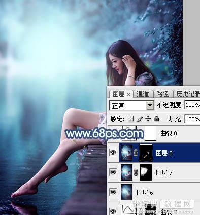 Photoshop调制出魔幻的青蓝色水景人物图片53